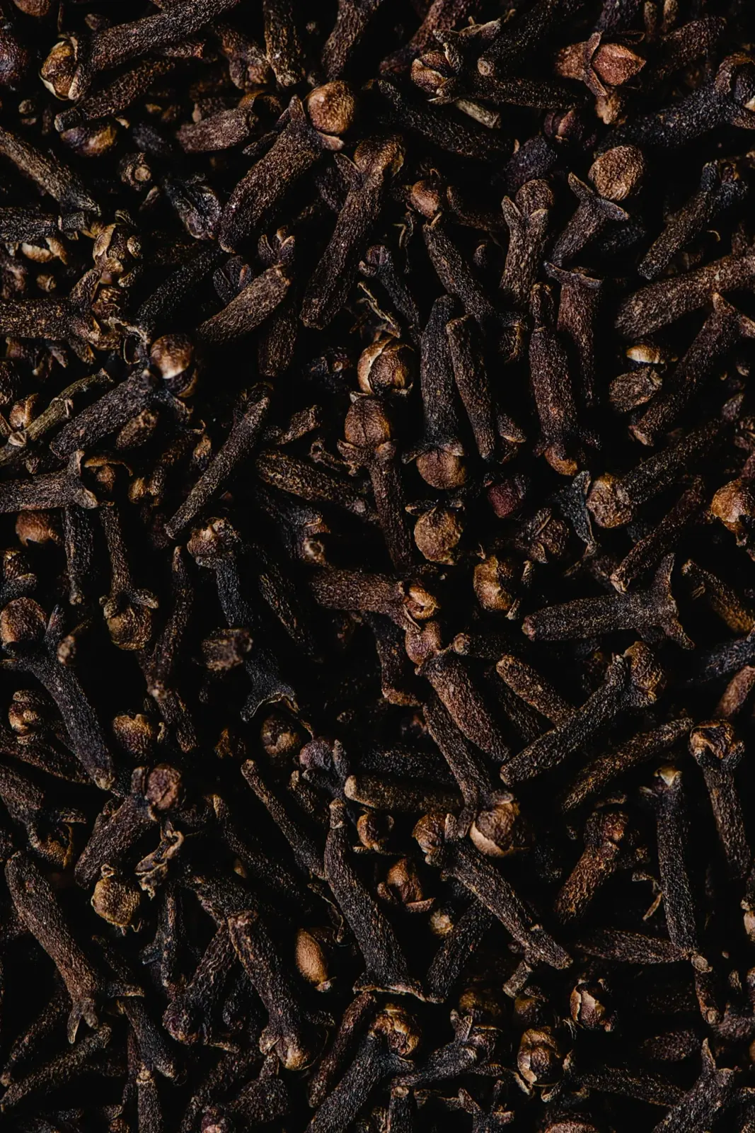 Whole dried cloves in close-up